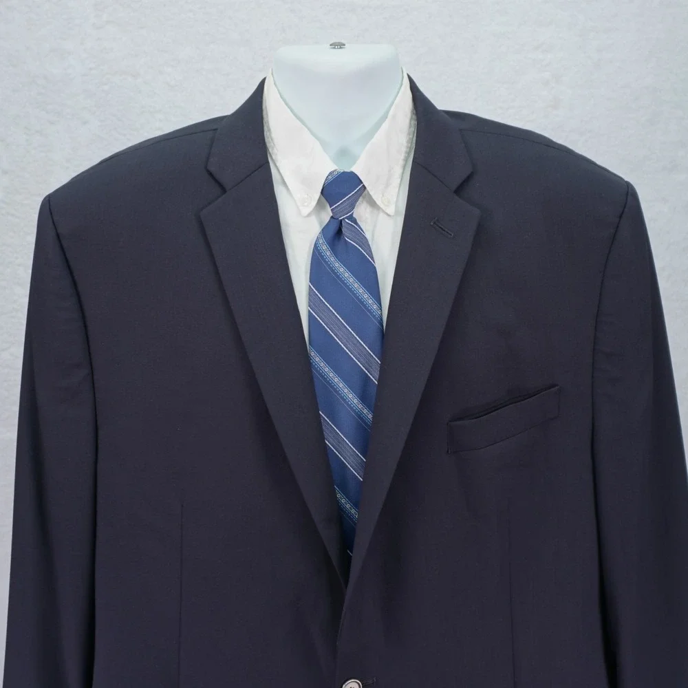 Calvin Klein Wool Blue Silver Button‎ Blazer 46L 2 Button